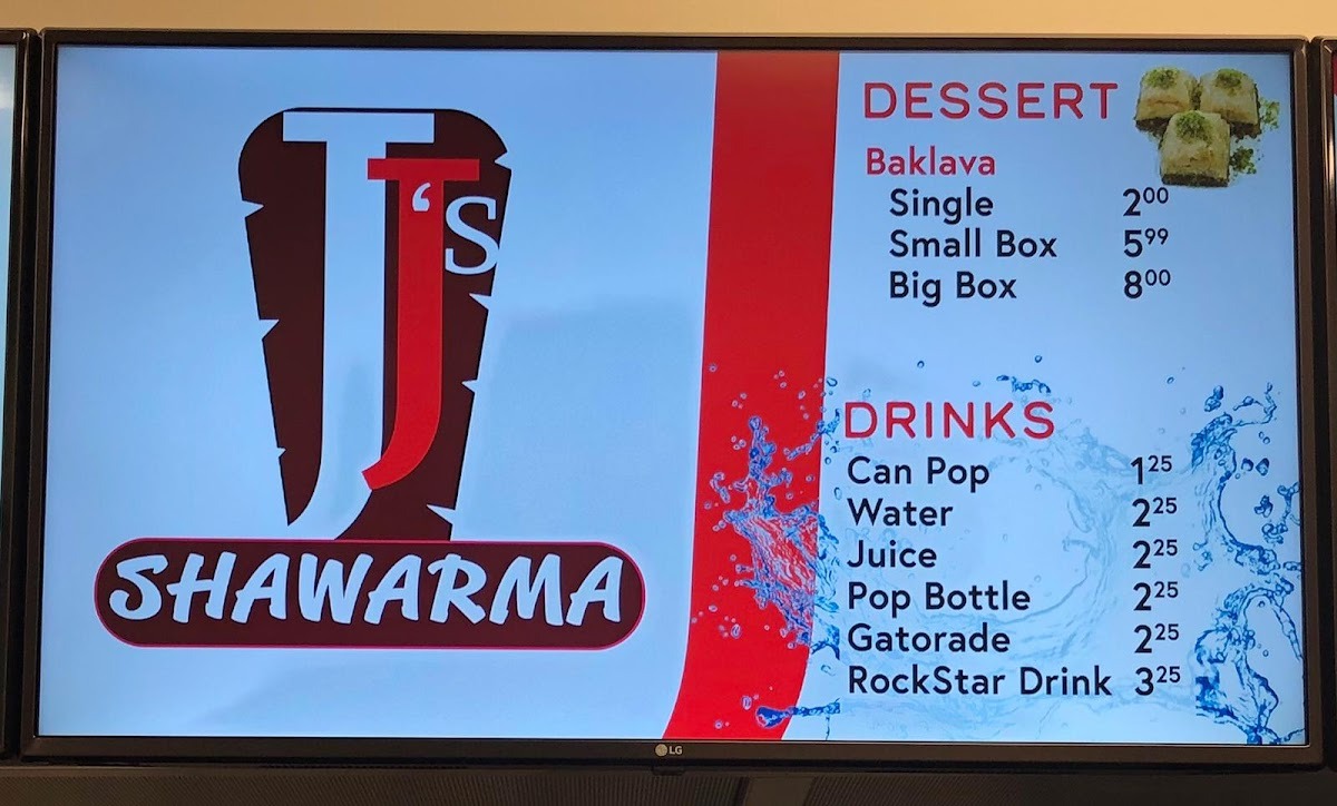 JJ's Shawarma Menu - Food Display